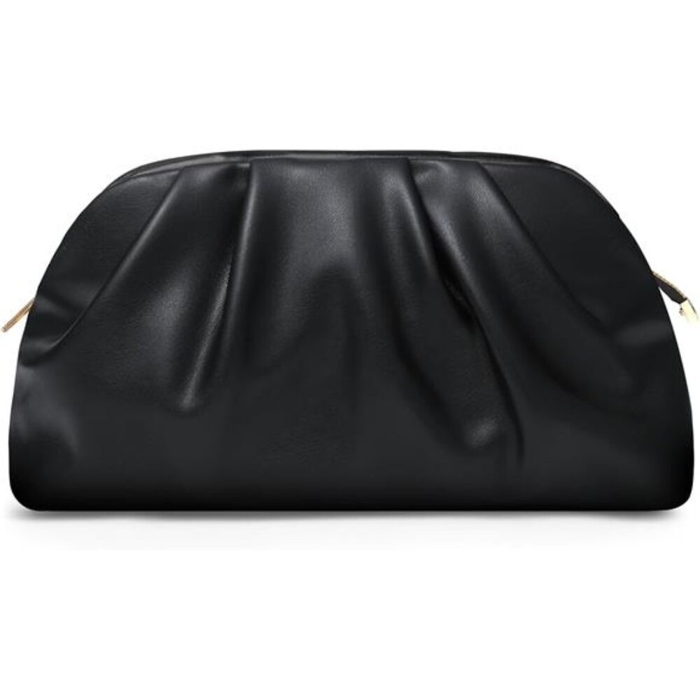 Clutch Purse Soft Pleated PU Black